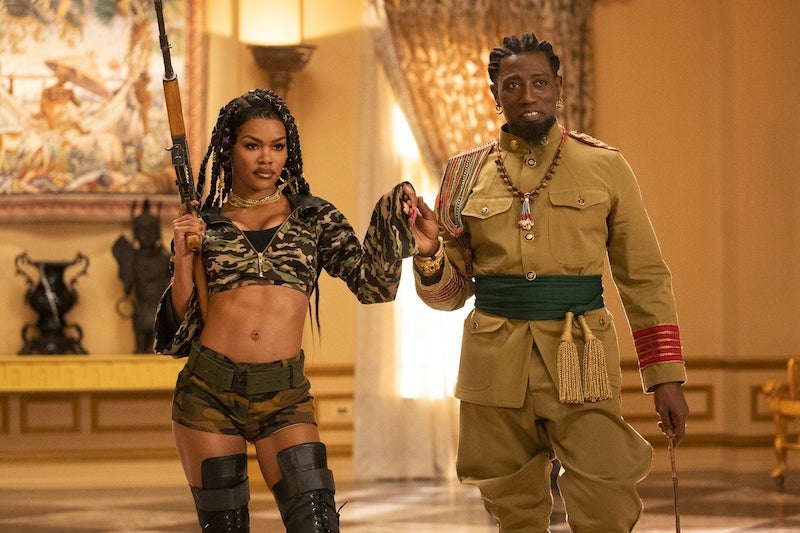 Teyana Taylor and Wesley Snipes in Coming 2 America. // Quantrell D. Colbert