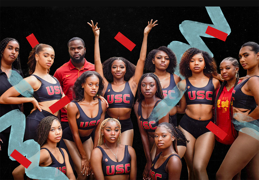 The Cardinal Divas are making waves and facing critics as the new majorette team at the University of Southern California. (Aziza Hutcherson/Washington Post illustration)