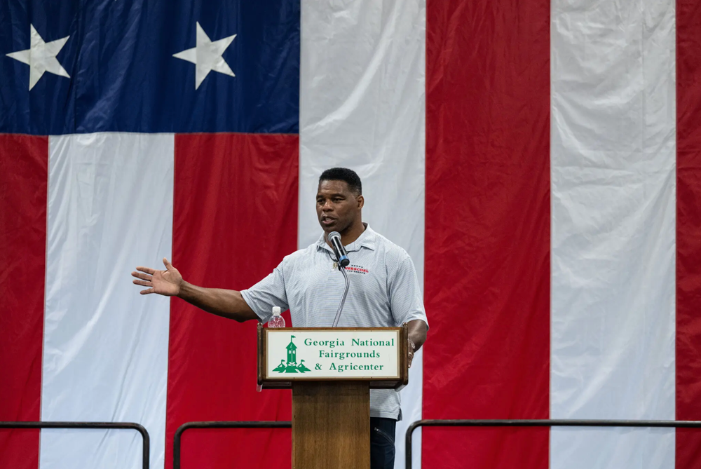 Herschel Walker, the former football star and Republican nominee for U.S. Senate, speaking at an event in Perry, Ga.Credit...Haiyun Jiang/The New York Times
