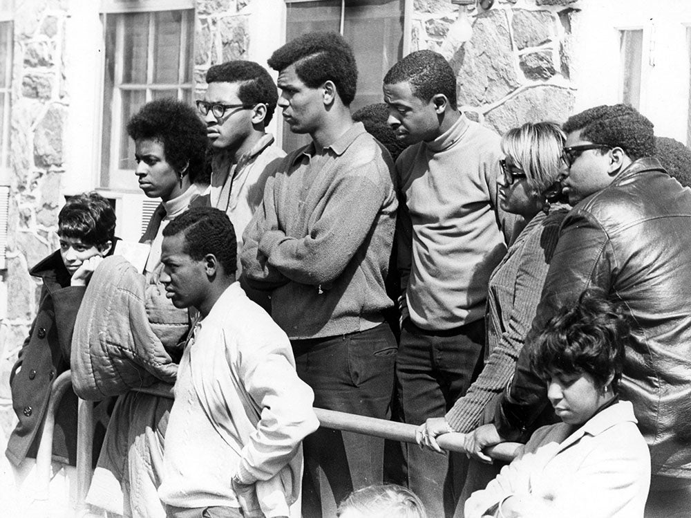  Cheyney University students at a 1968 protest on the school’s campus. Philadelphia Inquirer/Daily News archives