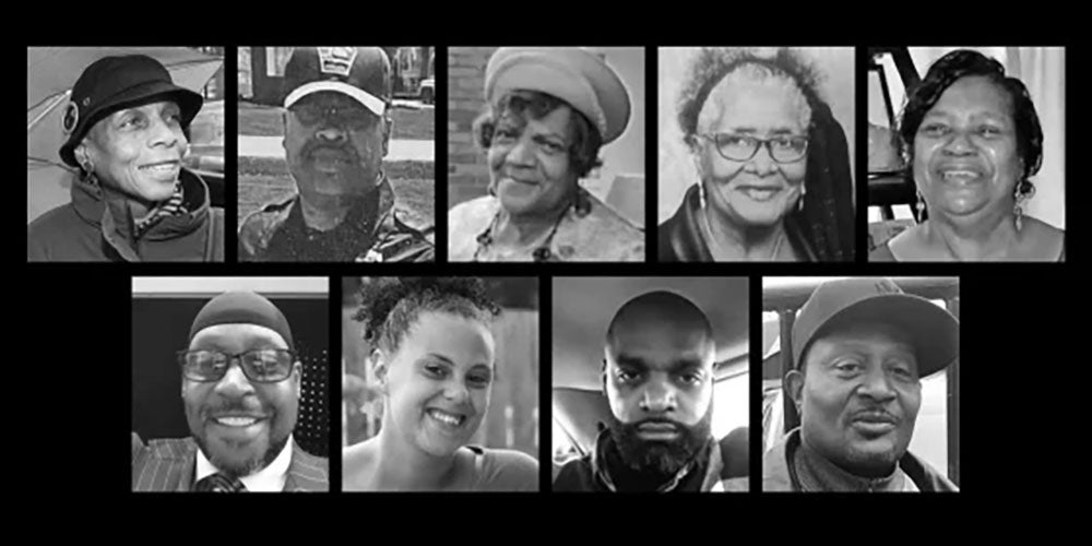 Nine of the 10 people killed in a shooting at a Buffalo supermarket. Top, from left, Katherine Massey, Aaron Salter, Pearly Young, Ruth Whitfield and Celestine Chaney. Bottom, Heyward Patterson, Roberta Drury, Andre (Elliott) Mackneil and Margus Morrison.