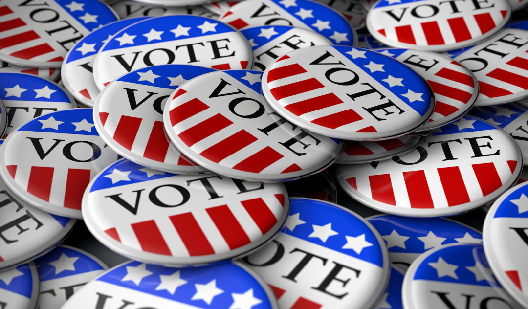 "Vote" pins