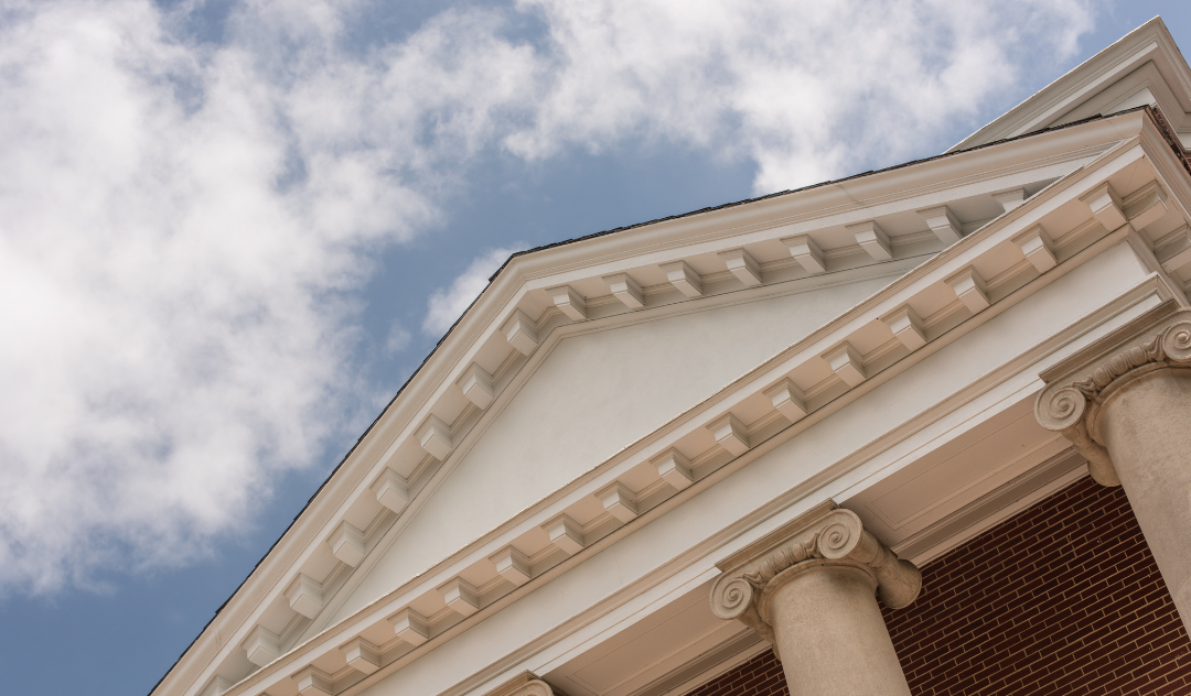 Roof of building with columns