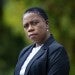 Victoria Greer was placed on leave as superintendent of Sharon Public Schools in September. Greer has filed a complaint alleging the school committee racially discriminated against her. (Jesse Costa/WBUR)