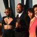 Will Smith, with his award for Best Actor and his family, from left: his wife, Jada Pinkett Smith, his daughter, Willow, and his sons, Jaden and Trey.PATRICK T. FALLON/AFP VIA GETTY IMAGES