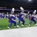 Marching band on football field