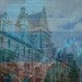 University building with line graph overlayed on top