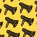 Megaphones against a yellow background, Rice University Sociology RARE Workgroup